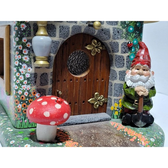 Lrg Fairy World Gnome Mystical Garden Handmade Handpainted Nightlight Wood Home - Picture 10 of 16